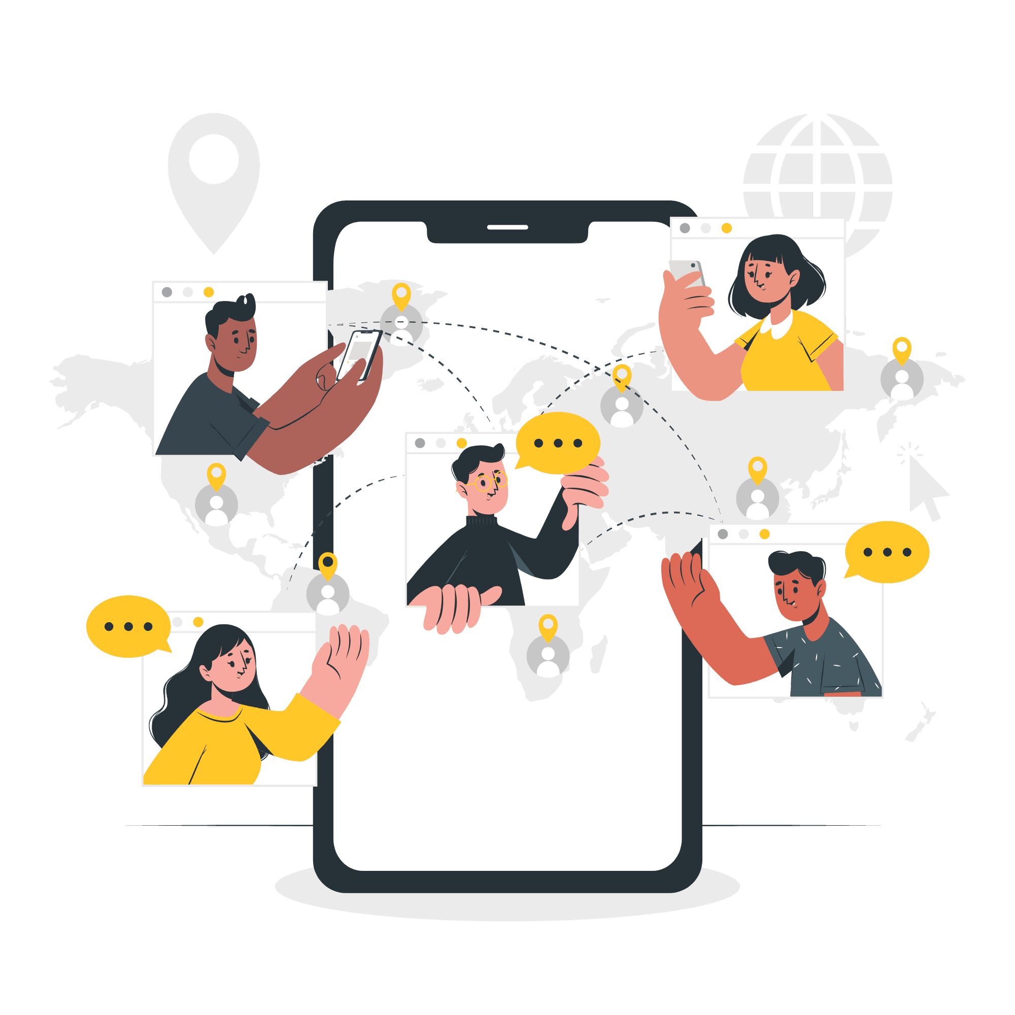 People connecting across the online world